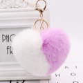 BMSP08 Furry Pom Pom Cute Santa Pink Rabbit Fur Llavero de cuero